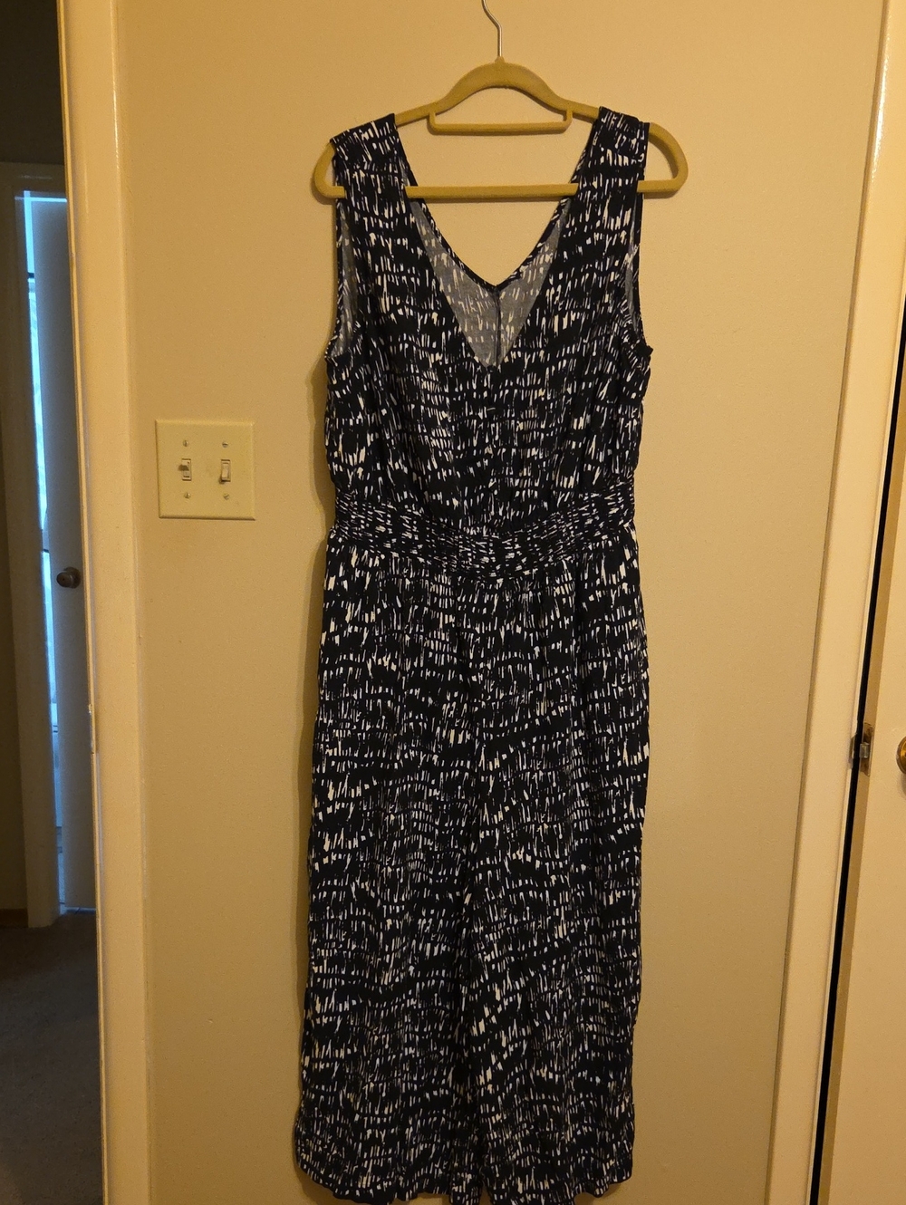 Source Unknown Navy and White Wide-Leg Jumpsuit